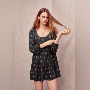 UO Mindy Floral Print Tiered Mini Dress